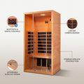 1 Person Extendable FAR Infrared Sauna for Home, Hemlock Wood Low EMF 6 Carbon Heaters Indoor Saunas with LED Lights, Bluetooth Speaker, Digital Control Panel, and Seating Bench